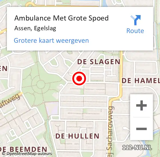 Locatie op kaart van de 112 melding: Ambulance Met Grote Spoed Naar Assen, Egelslag op 2 februari 2015 17:39