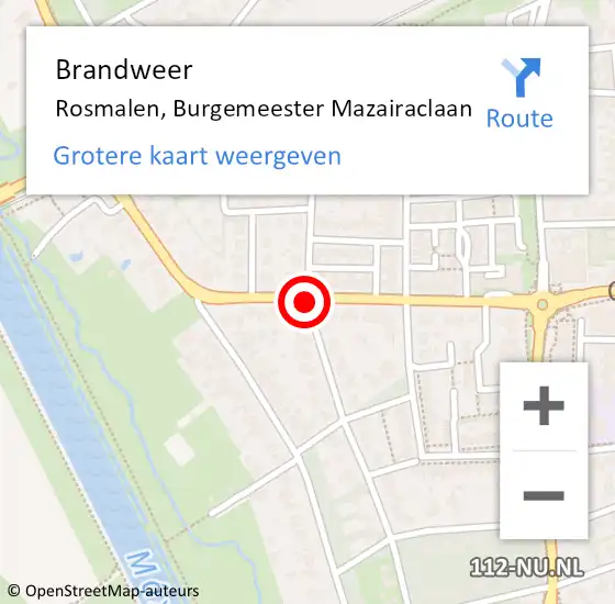 Locatie op kaart van de 112 melding: Brandweer Rosmalen, Burgemeester Mazairaclaan op 2 februari 2015 17:49