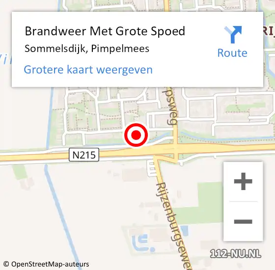 Locatie op kaart van de 112 melding: Brandweer Met Grote Spoed Naar Sommelsdijk, Pimpelmees op 2 februari 2015 18:44