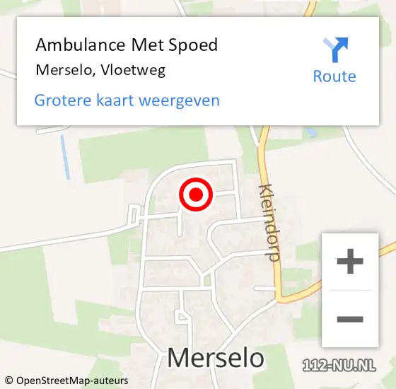 Locatie op kaart van de 112 melding: Ambulance Met Spoed Naar Merselo, Vloetweg op 11 september 2013 07:17