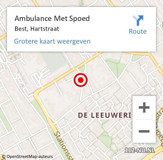 Locatie op kaart van de 112 melding: Ambulance Met Spoed Naar Best, Hartstraat op 2 februari 2015 18:59