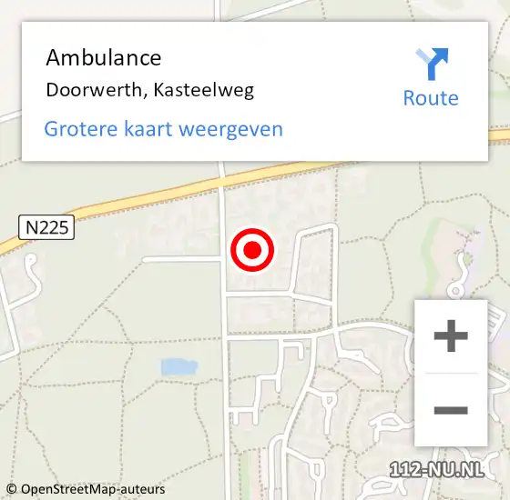 Locatie op kaart van de 112 melding: Ambulance Doorwerth, Kasteelweg op 2 februari 2015 19:21