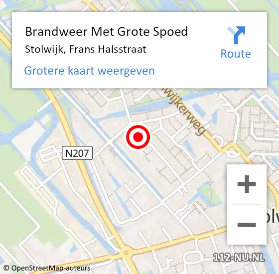 Locatie op kaart van de 112 melding: Brandweer Met Grote Spoed Naar Stolwijk, Frans Halsstraat op 2 februari 2015 19:43