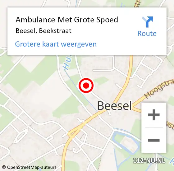 Locatie op kaart van de 112 melding: Ambulance Met Grote Spoed Naar Beesel, Beekstraat op 2 februari 2015 19:54