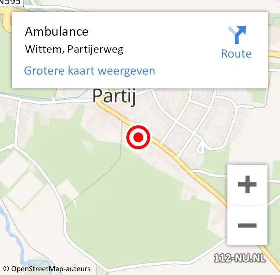 Locatie op kaart van de 112 melding: Ambulance Wittem, Partijerweg op 2 februari 2015 19:56