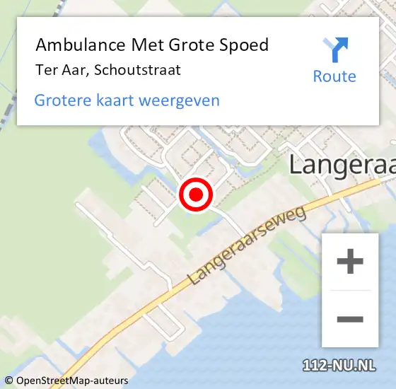 Locatie op kaart van de 112 melding: Ambulance Met Grote Spoed Naar Ter Aar, Schoutstraat op 2 februari 2015 20:01