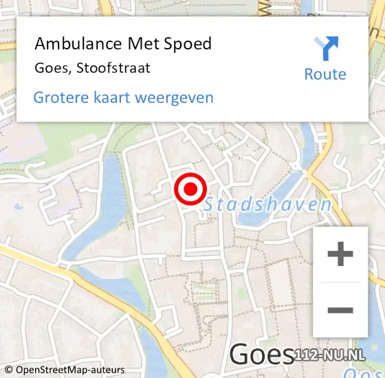 Locatie op kaart van de 112 melding: Ambulance Met Spoed Naar Goes, Stoofstraat op 2 februari 2015 20:04