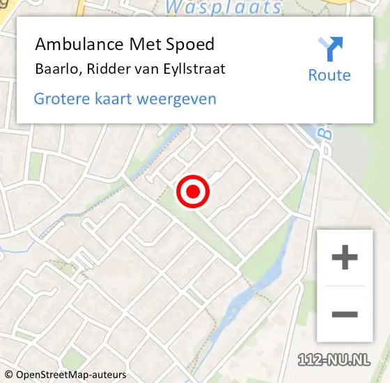 Locatie op kaart van de 112 melding: Ambulance Met Spoed Naar Baarlo, Ridder van Eyllstraat op 2 februari 2015 20:10