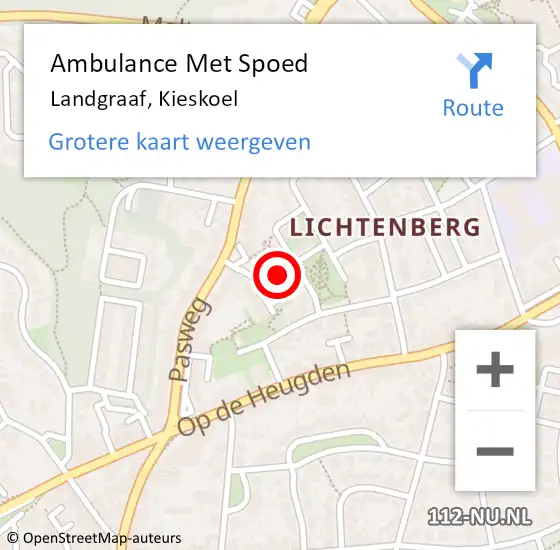 Locatie op kaart van de 112 melding: Ambulance Met Spoed Naar Landgraaf, Kieskoel op 2 februari 2015 20:33