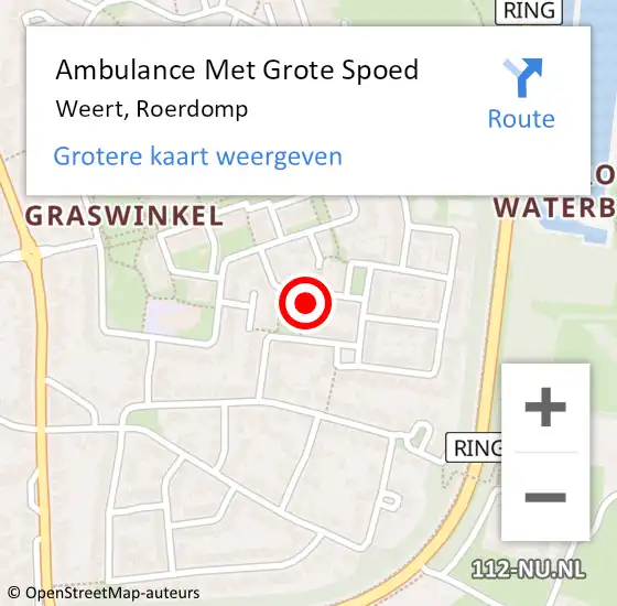 Locatie op kaart van de 112 melding: Ambulance Met Grote Spoed Naar Weert, Roerdomp op 2 februari 2015 21:02