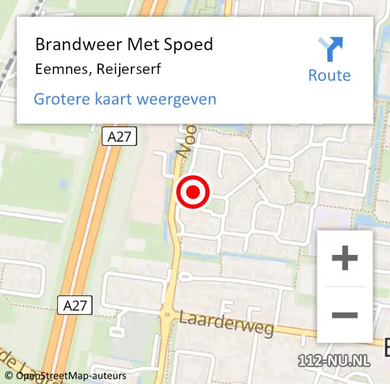 Locatie op kaart van de 112 melding: Brandweer Met Spoed Naar Eemnes, Reijerserf op 28 oktober 2013 17:41