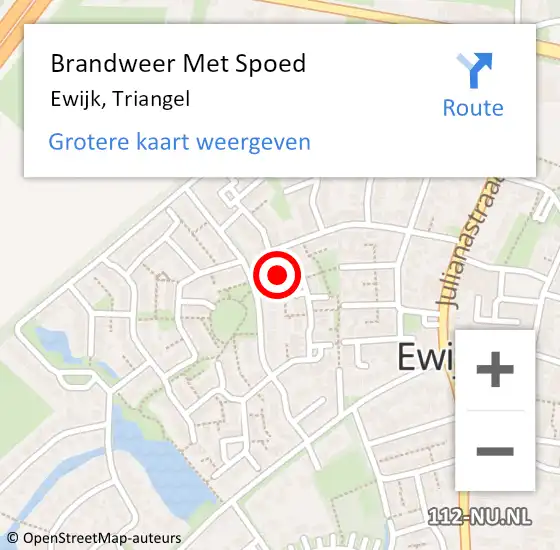 Locatie op kaart van de 112 melding: Brandweer Met Spoed Naar Ewijk, Triangel op 2 februari 2015 21:54