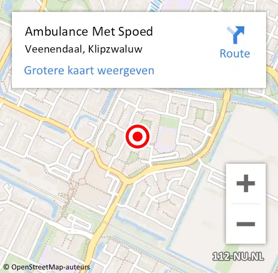 Locatie op kaart van de 112 melding: Ambulance Met Spoed Naar Veenendaal, Klipzwaluw op 2 februari 2015 22:39