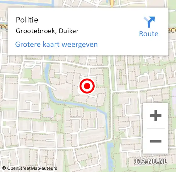 Locatie op kaart van de 112 melding: Politie Grootebroek, Duiker op 3 februari 2015 00:40