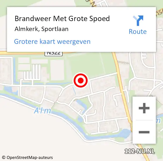 Locatie op kaart van de 112 melding: Brandweer Met Grote Spoed Naar Almkerk, Sportlaan op 3 februari 2015 01:02