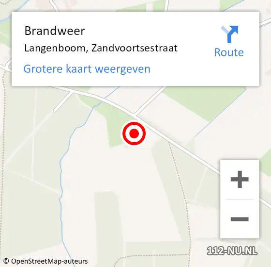 Locatie op kaart van de 112 melding: Brandweer Langenboom, Zandvoortsestraat op 3 februari 2015 01:32