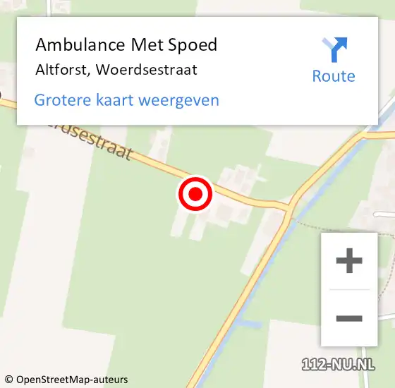 Locatie op kaart van de 112 melding: Ambulance Met Spoed Naar Altforst, Woerdsestraat op 3 februari 2015 02:03