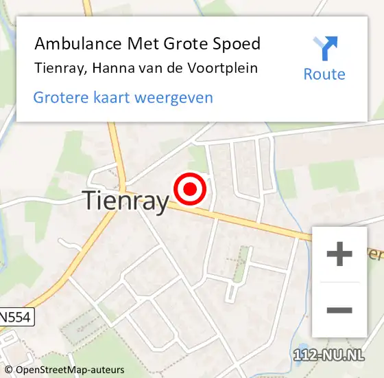 Locatie op kaart van de 112 melding: Ambulance Met Grote Spoed Naar Tienray, Hanna van de Voortplein op 3 februari 2015 02:41