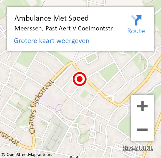 Locatie op kaart van de 112 melding: Ambulance Met Spoed Naar Meerssen, Past Aert V Coelmontstr op 3 februari 2015 03:24