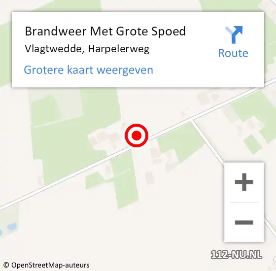 Locatie op kaart van de 112 melding: Brandweer Met Grote Spoed Naar Vlagtwedde, Harpelerweg op 3 februari 2015 06:01