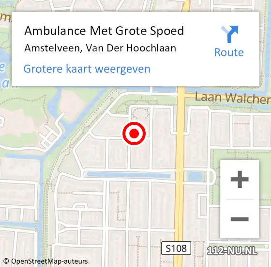 Locatie op kaart van de 112 melding: Ambulance Met Grote Spoed Naar Amstelveen, Van Der Hoochlaan op 3 februari 2015 06:17