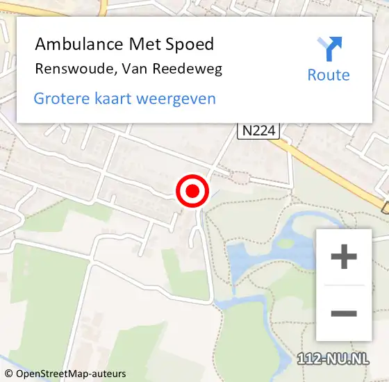 Locatie op kaart van de 112 melding: Ambulance Met Spoed Naar Renswoude, Van Reedeweg op 3 februari 2015 06:46