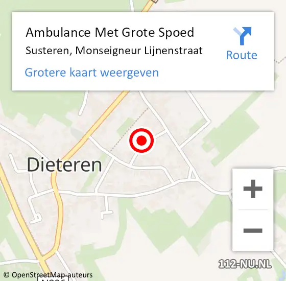 Locatie op kaart van de 112 melding: Ambulance Met Grote Spoed Naar Susteren, Monseigneur Lijnenstraat op 3 februari 2015 06:49