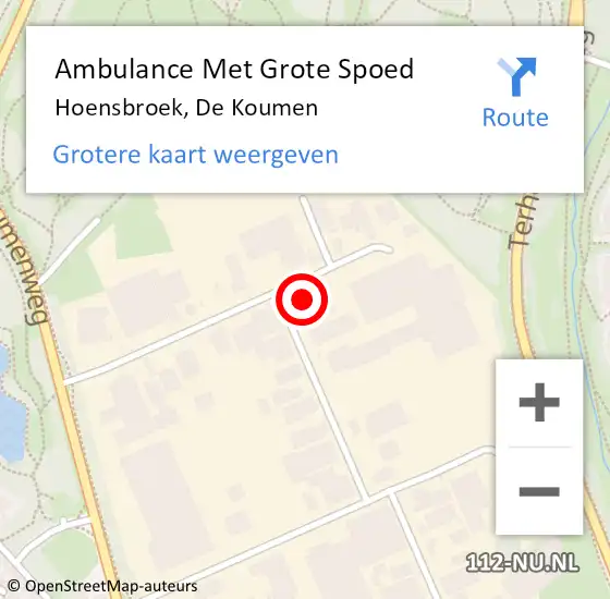 Locatie op kaart van de 112 melding: Ambulance Met Grote Spoed Naar Hoensbroek, De Koumen op 3 februari 2015 06:54