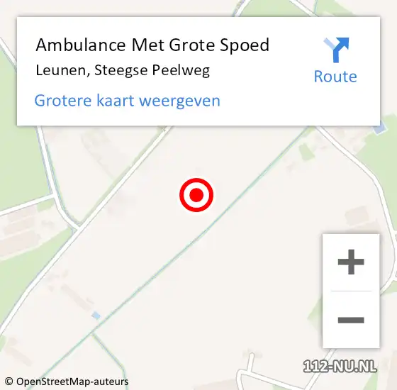 Locatie op kaart van de 112 melding: Ambulance Met Grote Spoed Naar Leunen, Steegse Peelweg op 3 februari 2015 07:27