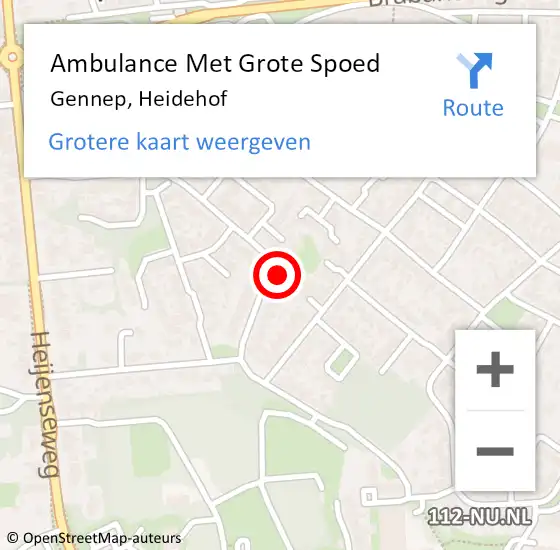 Locatie op kaart van de 112 melding: Ambulance Met Grote Spoed Naar Gennep, Heidehof op 3 februari 2015 07:56