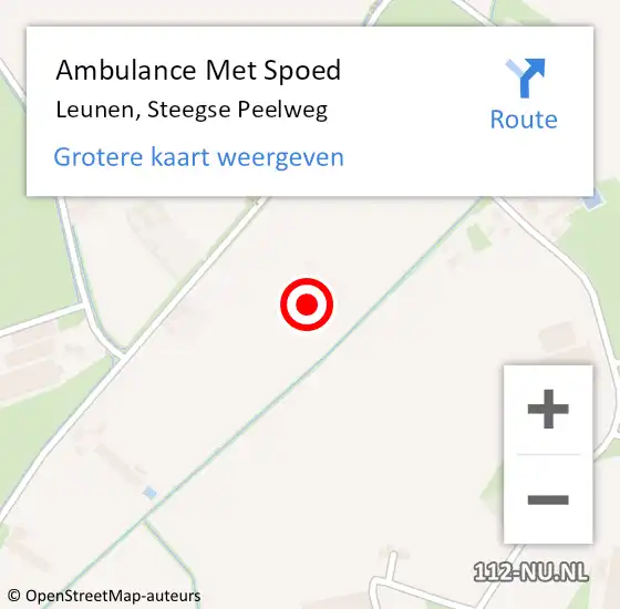 Locatie op kaart van de 112 melding: Ambulance Met Spoed Naar Leunen, Steegse Peelweg op 3 februari 2015 07:57