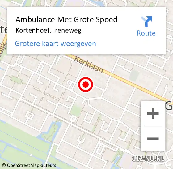 Locatie op kaart van de 112 melding: Ambulance Met Grote Spoed Naar Kortenhoef, Ireneweg op 3 februari 2015 08:48