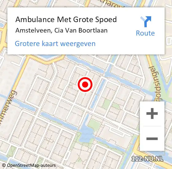 Locatie op kaart van de 112 melding: Ambulance Met Grote Spoed Naar Amstelveen, Cia Van Boortlaan op 3 februari 2015 08:49