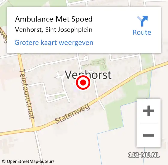 Locatie op kaart van de 112 melding: Ambulance Met Spoed Naar Venhorst, Sint Josephplein op 3 februari 2015 09:05