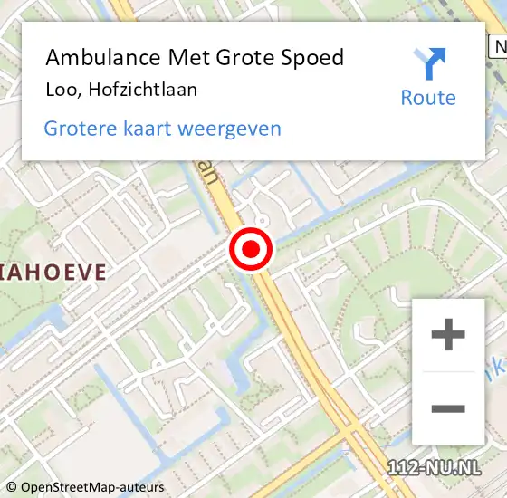 Locatie op kaart van de 112 melding: Ambulance Met Grote Spoed Naar Loo, Hofzichtlaan op 3 februari 2015 09:21