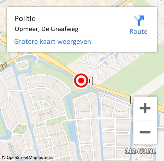 Locatie op kaart van de 112 melding: Politie Opmeer, De Graafweg op 3 februari 2015 09:26