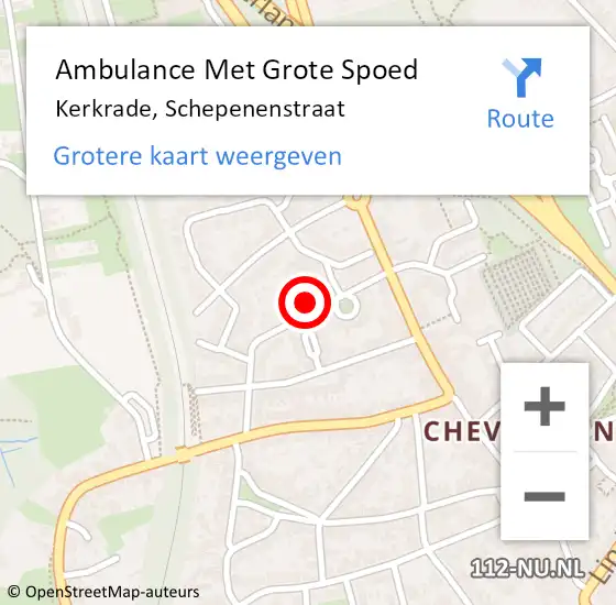 Locatie op kaart van de 112 melding: Ambulance Met Grote Spoed Naar Kerkrade, Schepenenstraat op 3 februari 2015 09:46