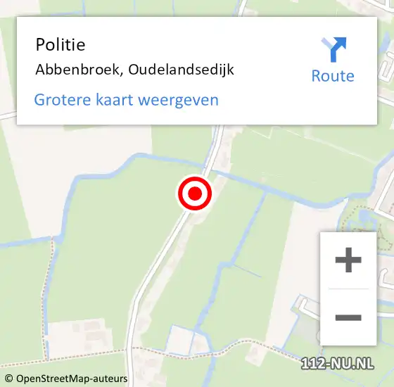 Locatie op kaart van de 112 melding: Politie Abbenbroek, Oudelandsedijk op 3 februari 2015 09:59