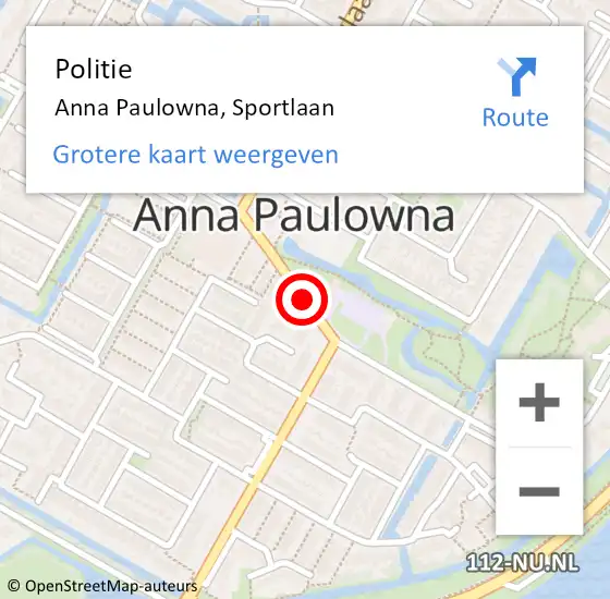 Locatie op kaart van de 112 melding: Politie Anna Paulowna, Sportlaan op 3 februari 2015 10:10