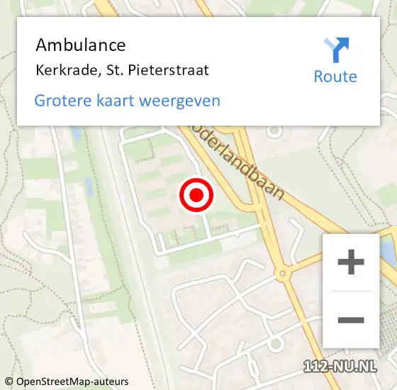 Locatie op kaart van de 112 melding: Ambulance Kerkrade, St. Pieterstraat op 3 februari 2015 10:20