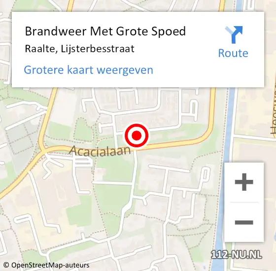 Locatie op kaart van de 112 melding: Brandweer Met Grote Spoed Naar Raalte, Lijsterbesstraat op 3 februari 2015 10:33