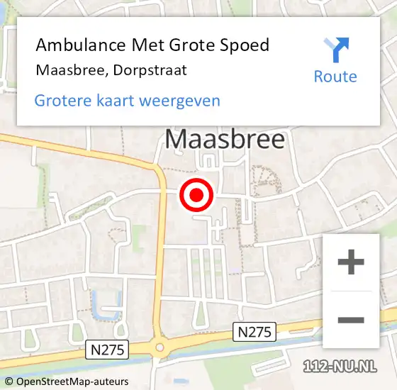 Locatie op kaart van de 112 melding: Ambulance Met Grote Spoed Naar Maasbree, Dorpstraat op 3 februari 2015 10:57