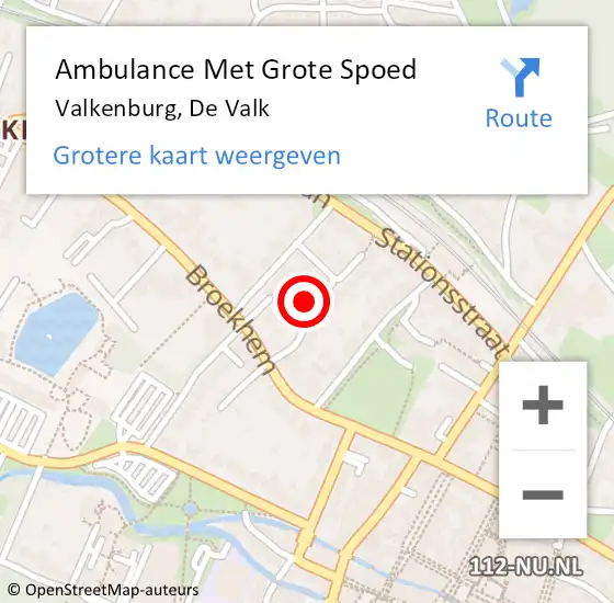 Locatie op kaart van de 112 melding: Ambulance Met Grote Spoed Naar Valkenburg, De Valk op 3 februari 2015 11:20