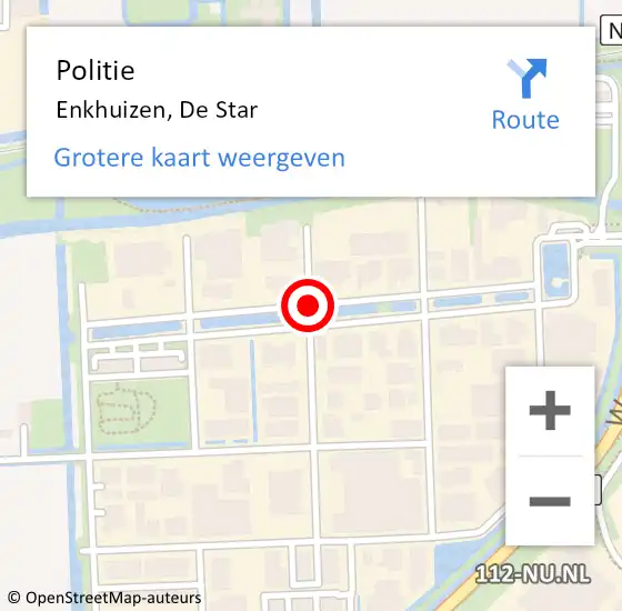 Locatie op kaart van de 112 melding: Politie Enkhuizen, De Star op 3 februari 2015 11:54