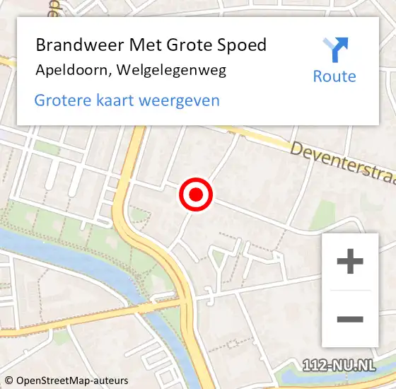 Locatie op kaart van de 112 melding: Brandweer Met Grote Spoed Naar Apeldoorn, Welgelegenweg op 3 februari 2015 12:15