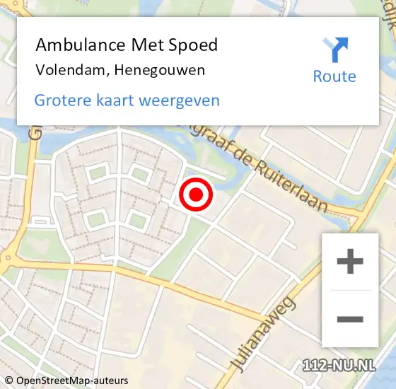 Locatie op kaart van de 112 melding: Ambulance Met Spoed Naar Volendam, Henegouwen op 3 februari 2015 12:25