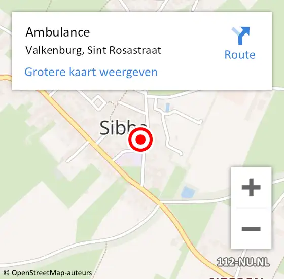 Locatie op kaart van de 112 melding: Ambulance Valkenburg, Sint Rosastraat op 3 februari 2015 12:30