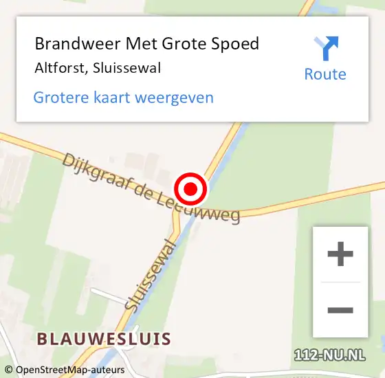 Locatie op kaart van de 112 melding: Brandweer Met Grote Spoed Naar Altforst, Sluissewal op 3 februari 2015 12:32