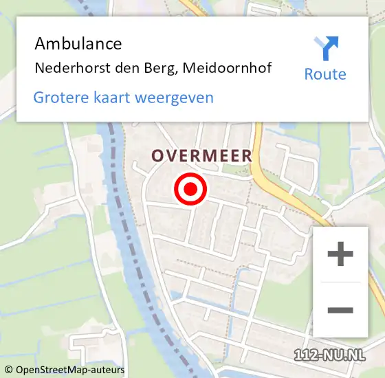 Locatie op kaart van de 112 melding: Ambulance Nederhorst den Berg, Meidoornhof op 3 februari 2015 12:49