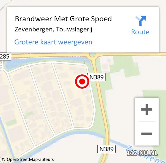 Locatie op kaart van de 112 melding: Brandweer Met Grote Spoed Naar Zevenbergen, Touwslagerij op 3 februari 2015 13:49